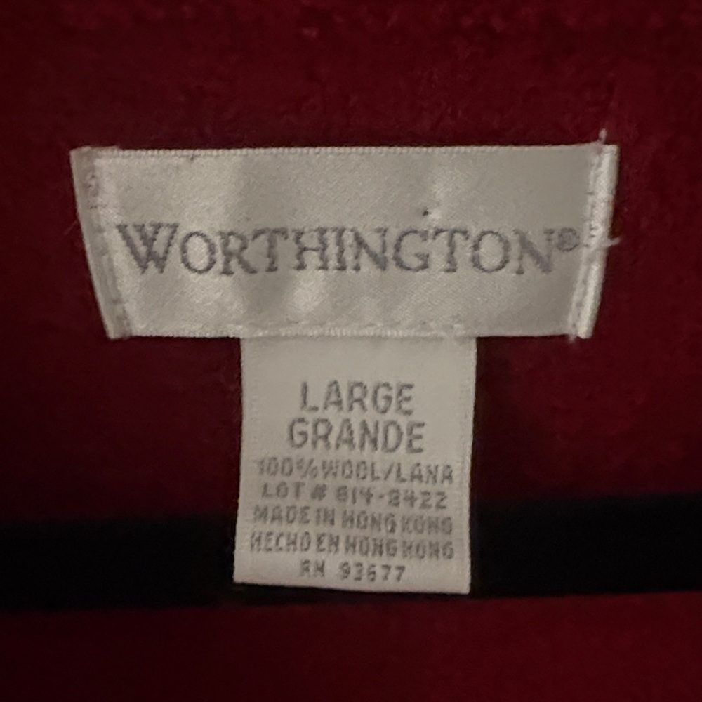 Worthington Red Boiled Wool Jacket with Black Stitching - Picture 2 of 8